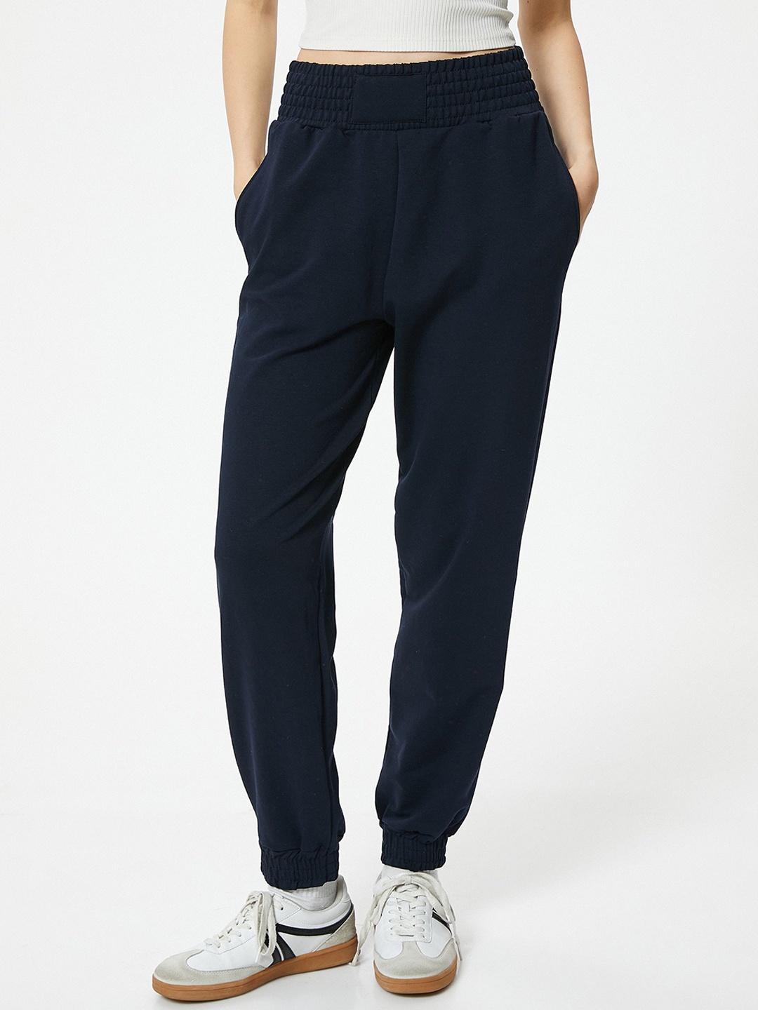 

Koton Women Mid-Rise Joggers, Navy blue