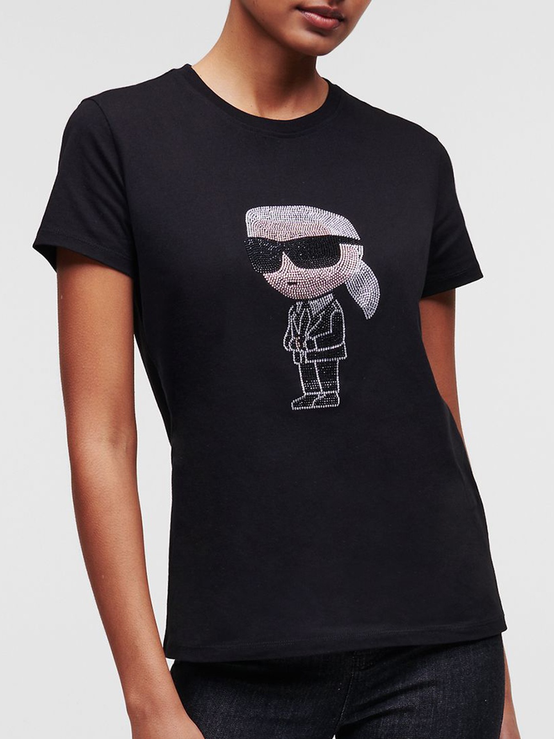 

Karl Lagerfeld Women Printed Applique T-shirt, Black