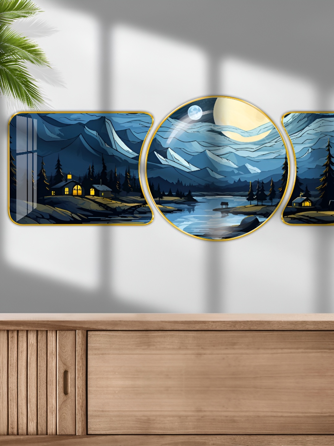 

Aura Blue & Black 1 Piece Wood Other Wall Paintings