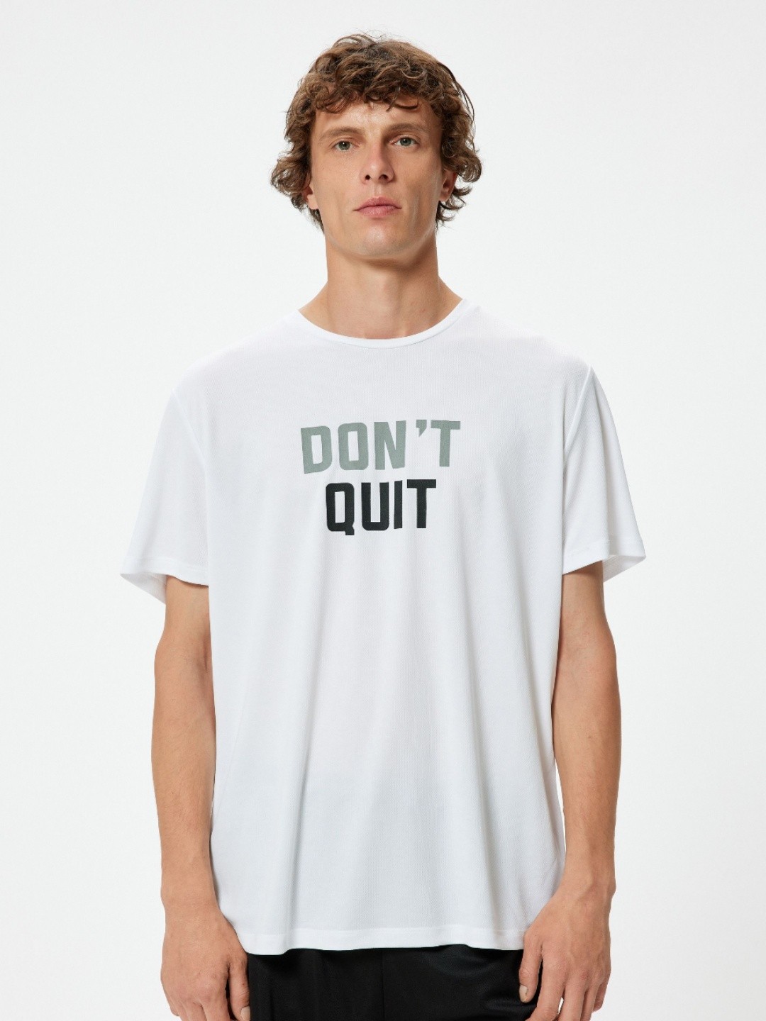 

Koton Men Typography Printed Drop-Shoulder Sleeves Pockets T-shirt, White