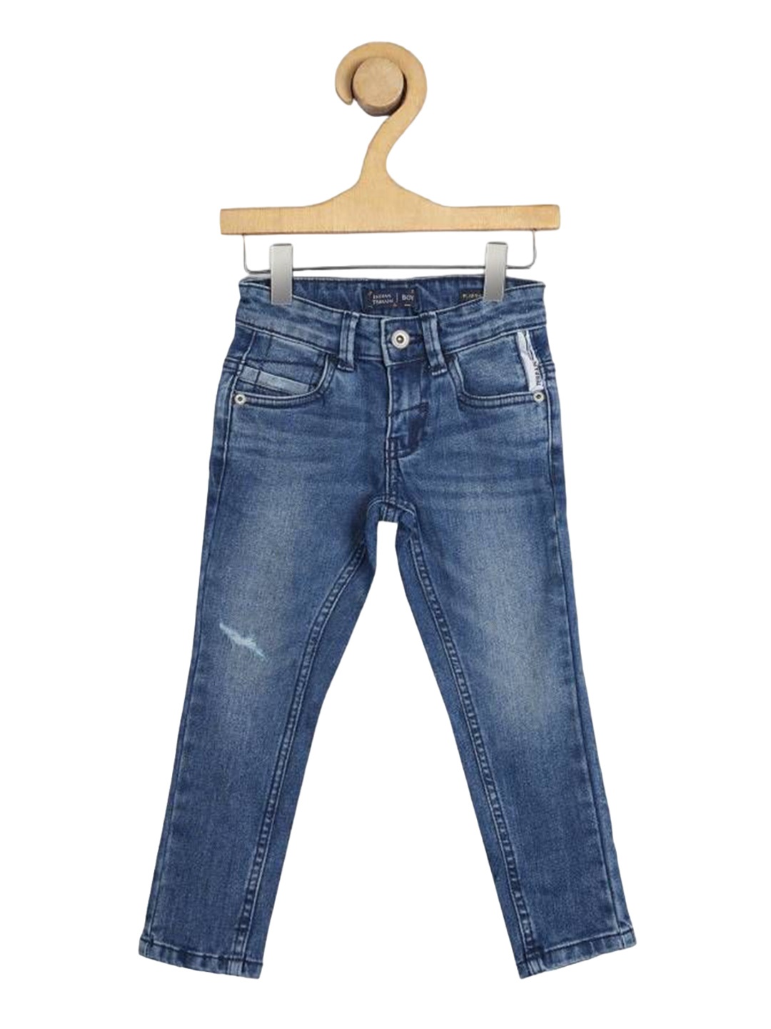

Indian Terrain Boys Classic Light Fade Low distress Regular Fit Jeans, Blue