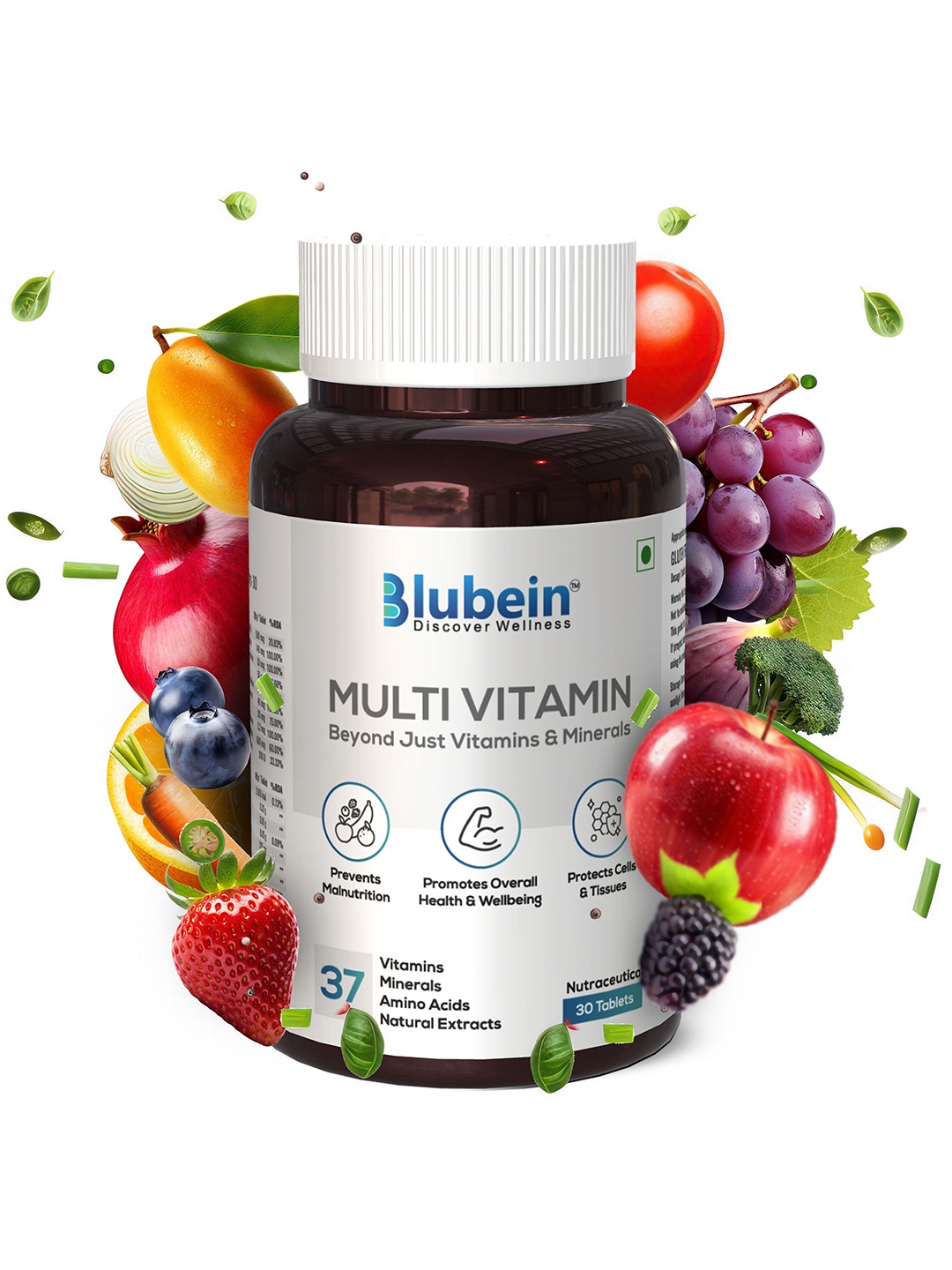 

BLUBEIN 37 Vital Ingredients Multivitamins -30 Tablet, Brown