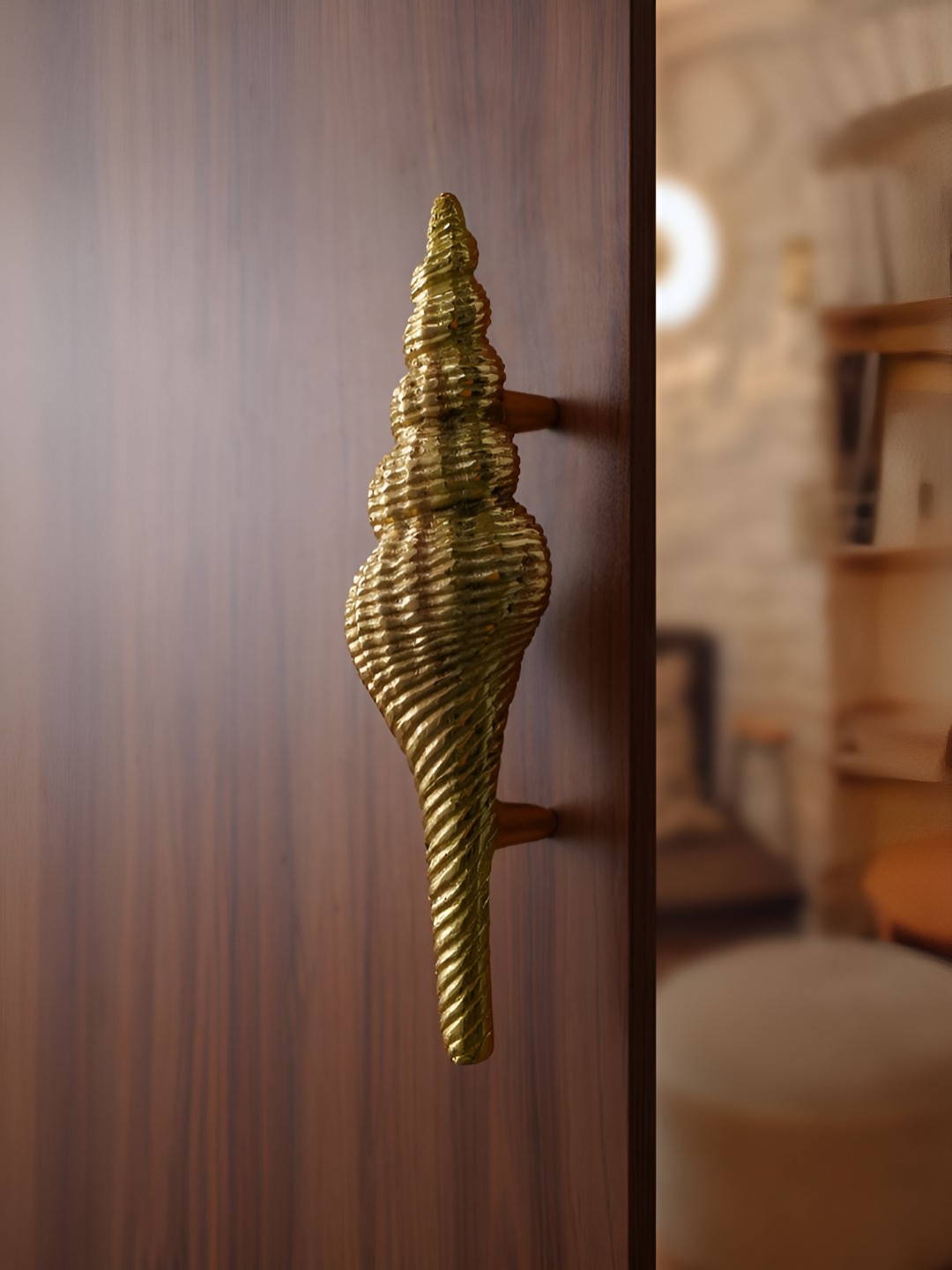 

Folkstorys Brass Shank Wardrobe Door Handle, Gold