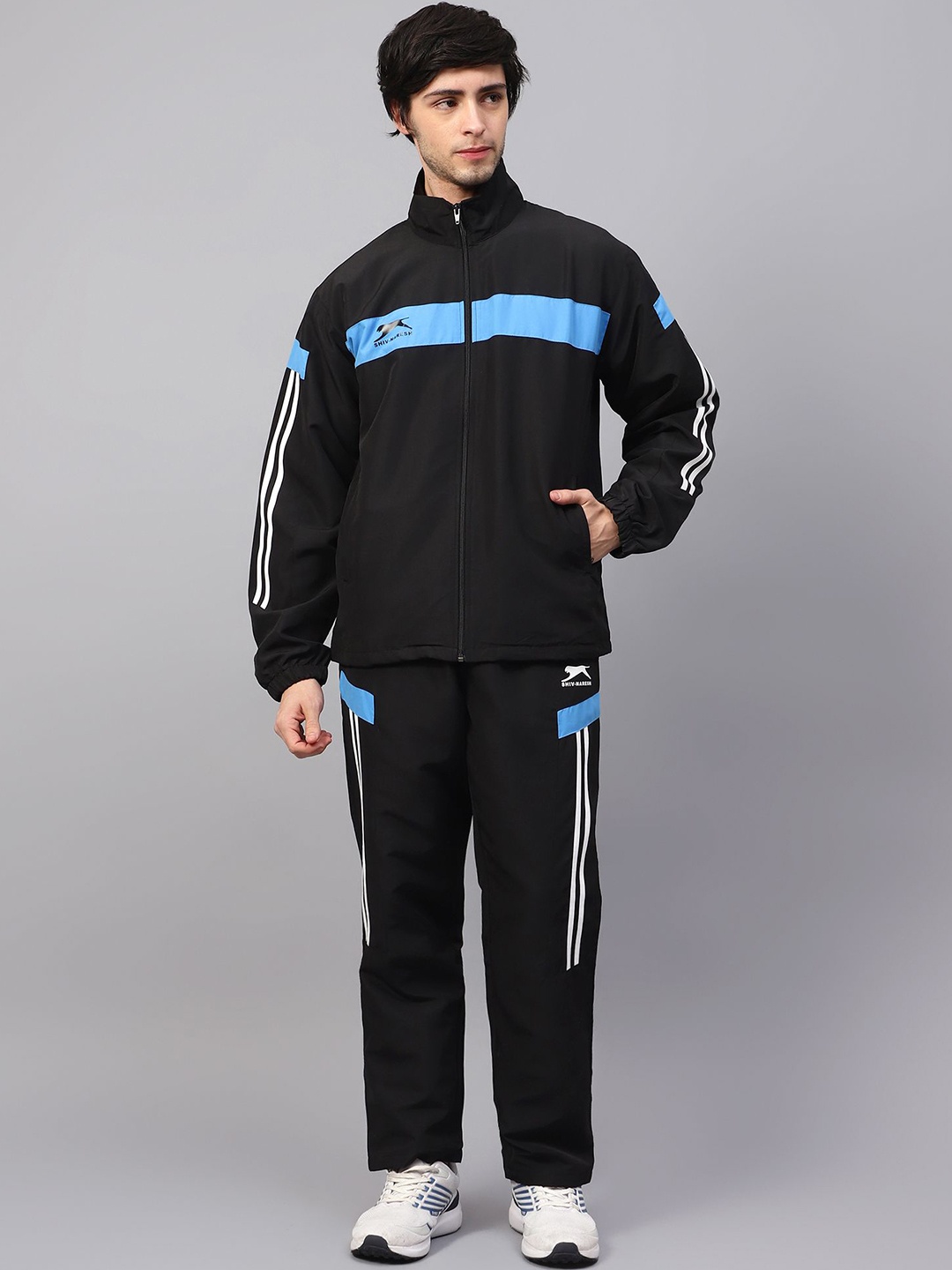 

Shiv Naresh Printed Mock Collar Tracksuits, Black