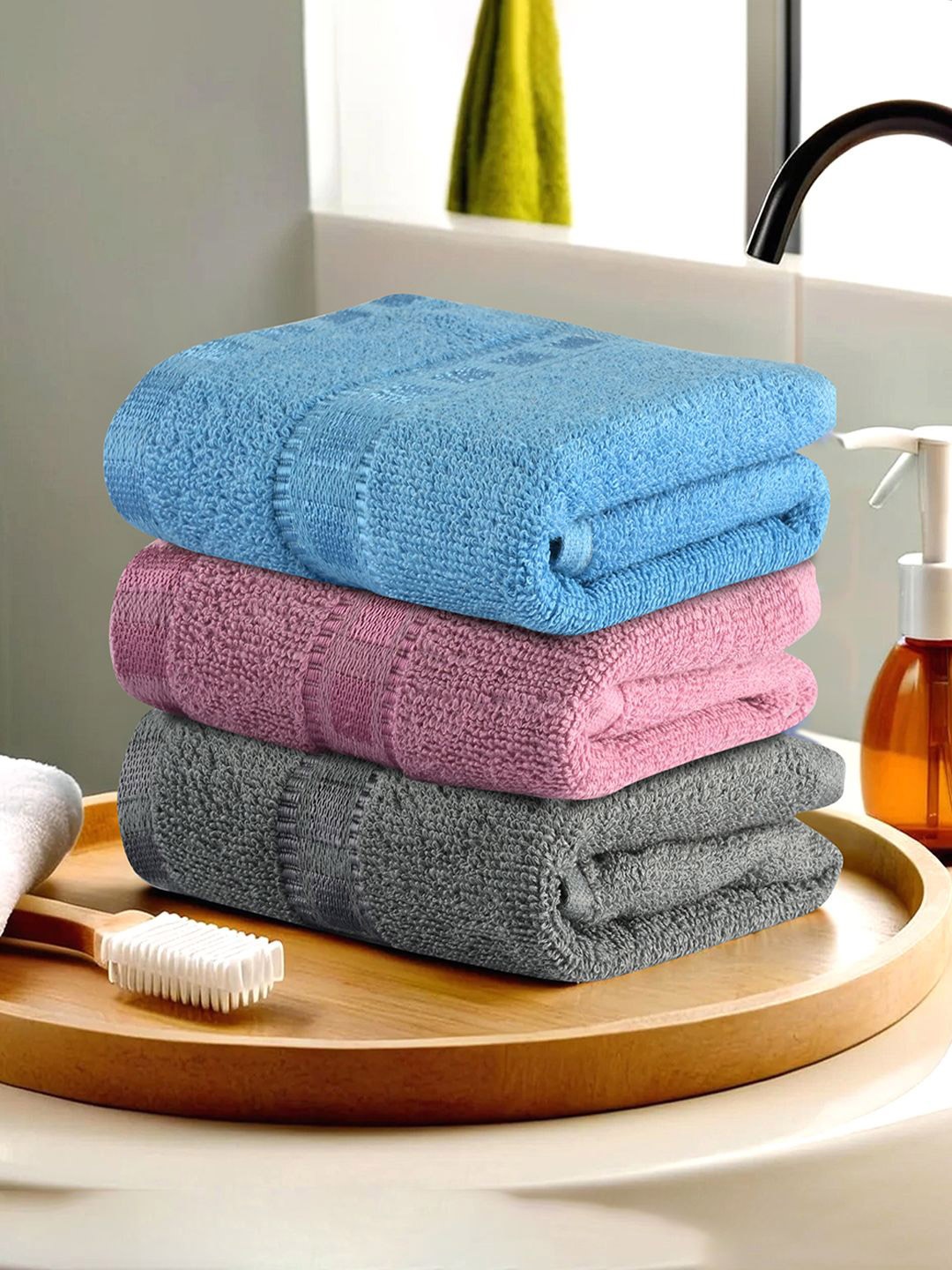 

Kuber Industries Brown 3 Pieces Highly Absorbent 225 GSM Face Towel, Grey