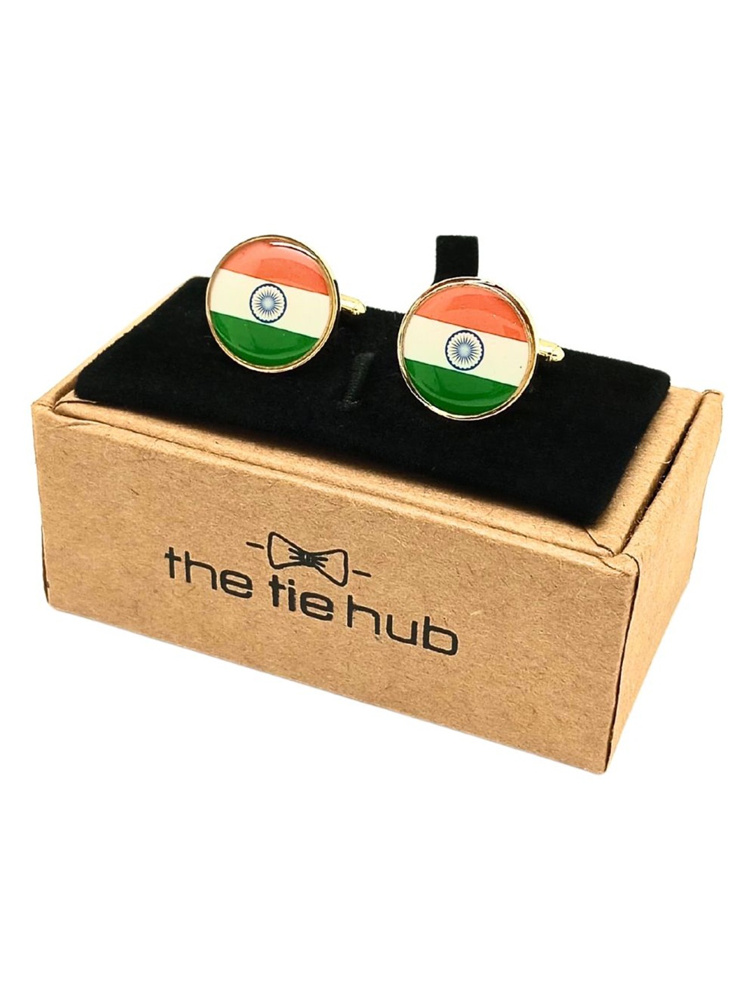 

The Tie Hub India Flag Round Shape Cufflink, Orange