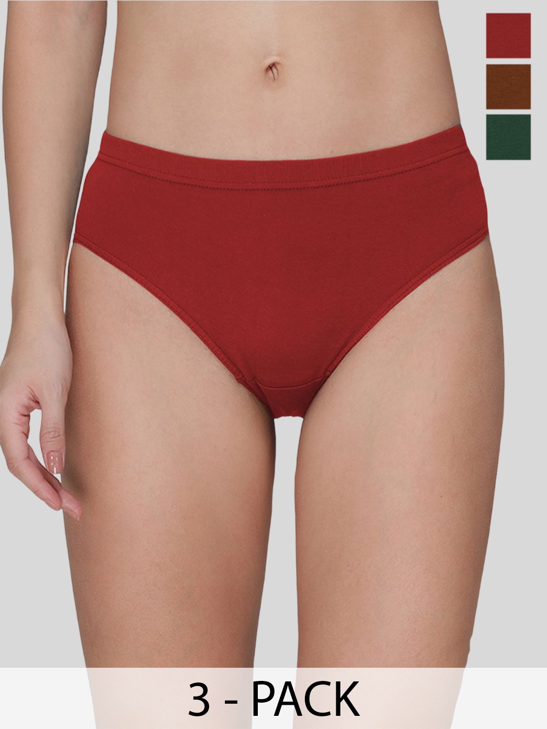 

AMUL COMFY Pack Of 3 Pure Cotton Hipster Briefs AC-PLPANIE-CB-EG-LB-XS-3PC, Coffee brown