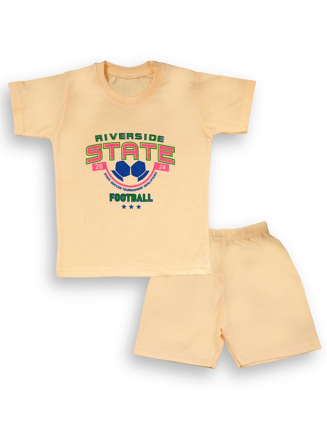 

BAESD Boys Printed Pure Cotton T-shirt with Shorts, Peach