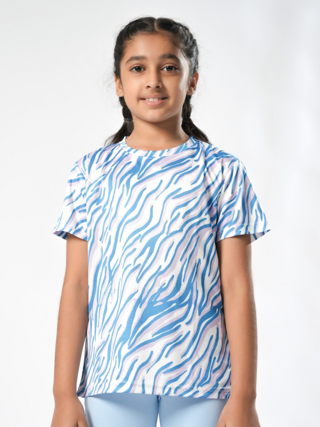 

UMILDO Girls Abstract Printed Round Neck Polyester Tshirt, White