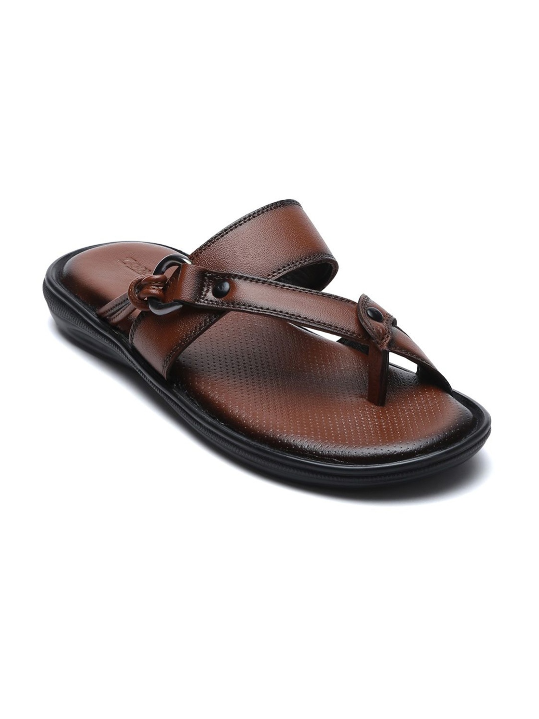 

Zoom Shoes Men Leather Slip-On Comfort Sandals, Brown