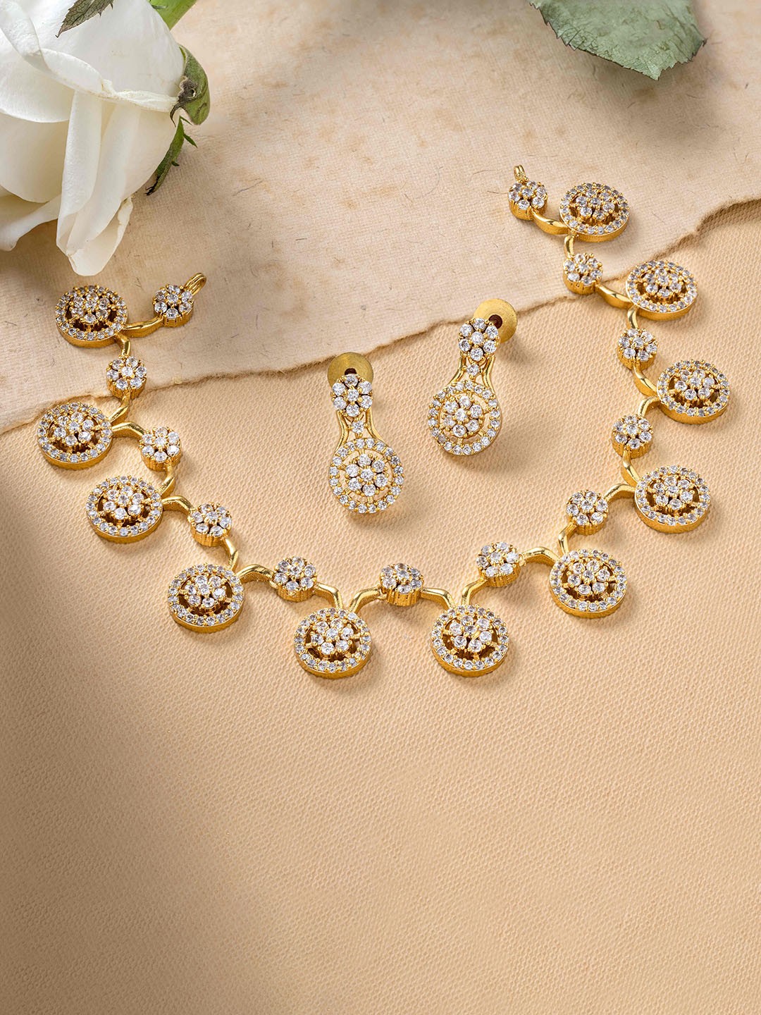 

Vriksham Brass Plated Stone Studded Jewellery Set, Gold