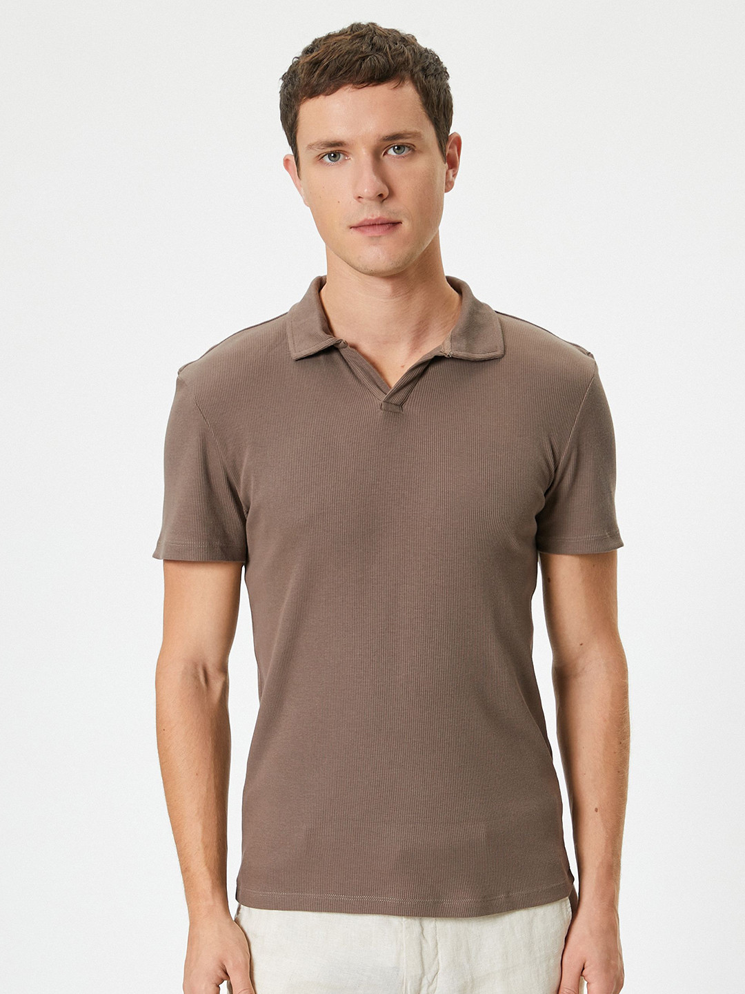 

Koton Men V-Neck Pockets Slim Fit T-shirt, Brown