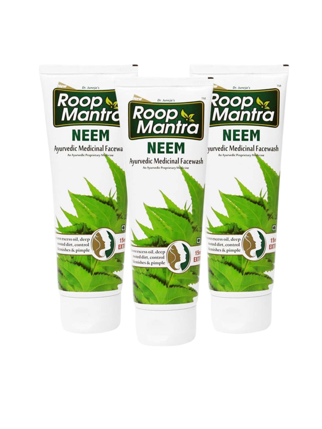 

Roop Mantra Set Of 3 Ayurvedic Neem Face Wash-115ml Each, White