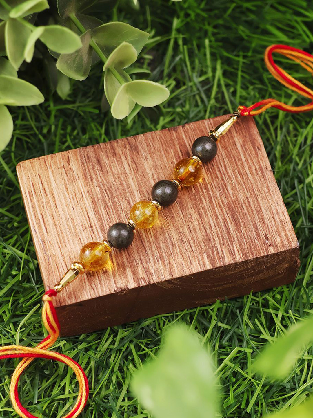 

Shubhanjali Beaded Thread Rakhi, Red