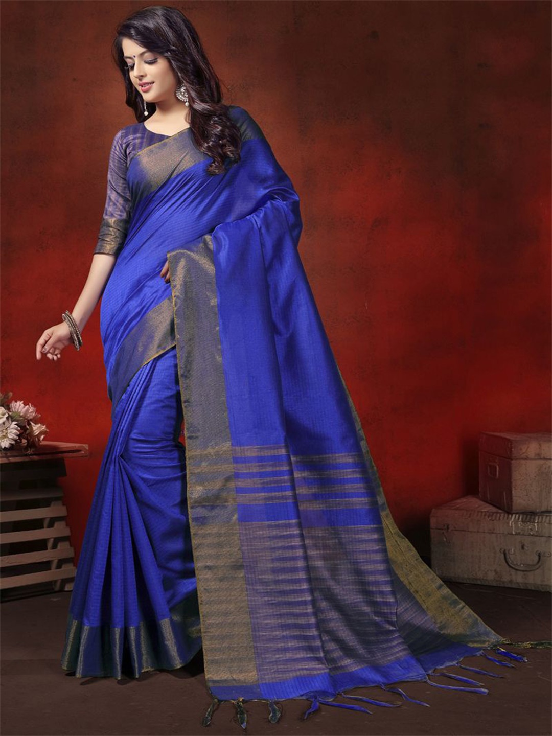 

ASISA Zari Silk Cotton Saree, Blue