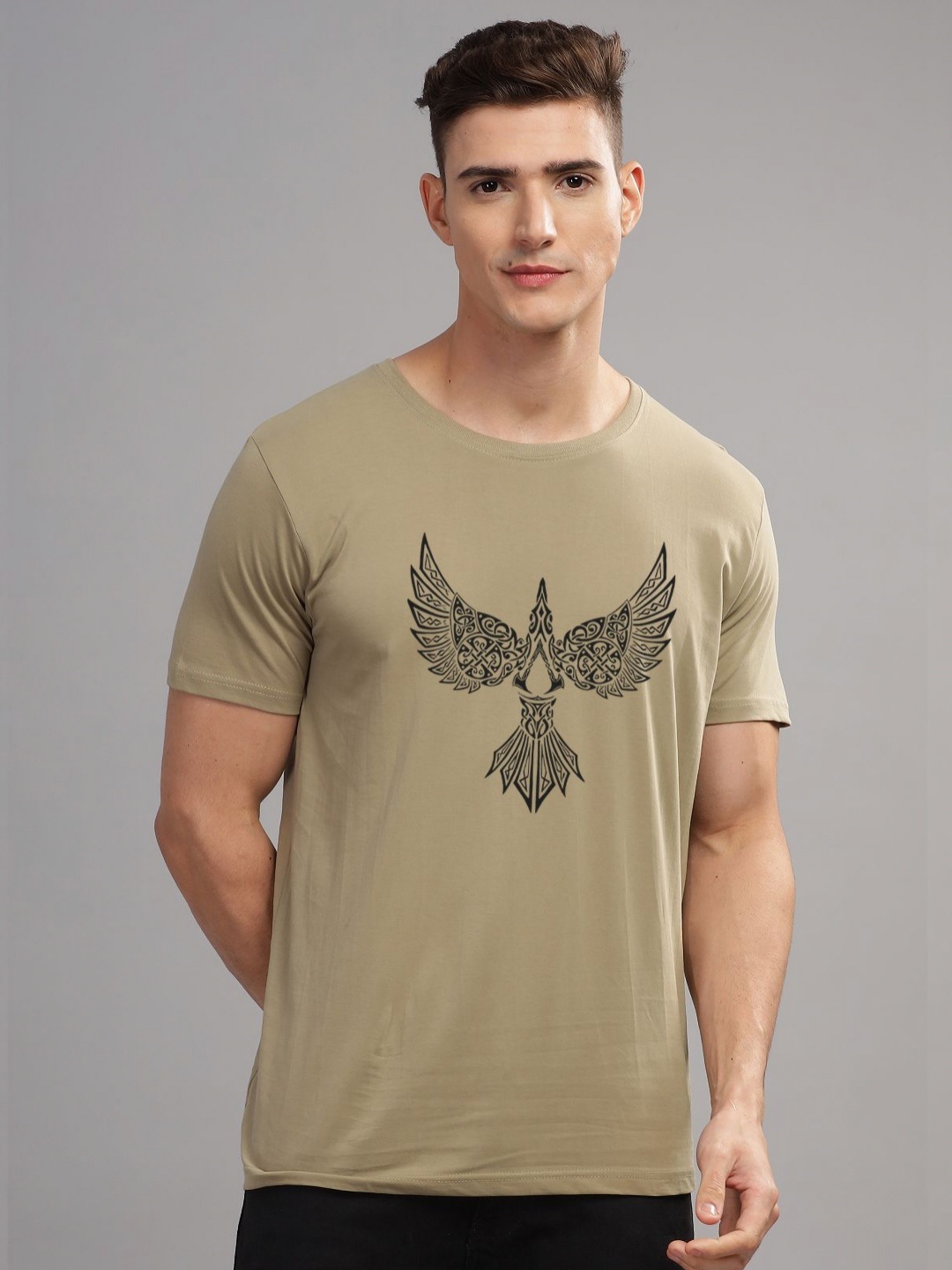 

ADRO Men Printed T-shirt, Beige