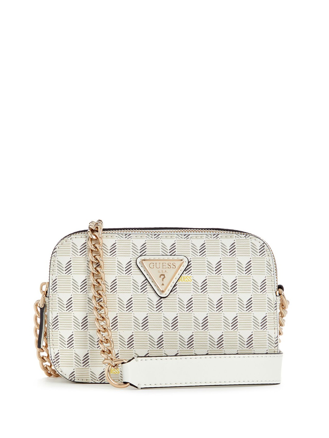 

GUESS Textured PU Structured Sling Bag with Cut Work, Grey