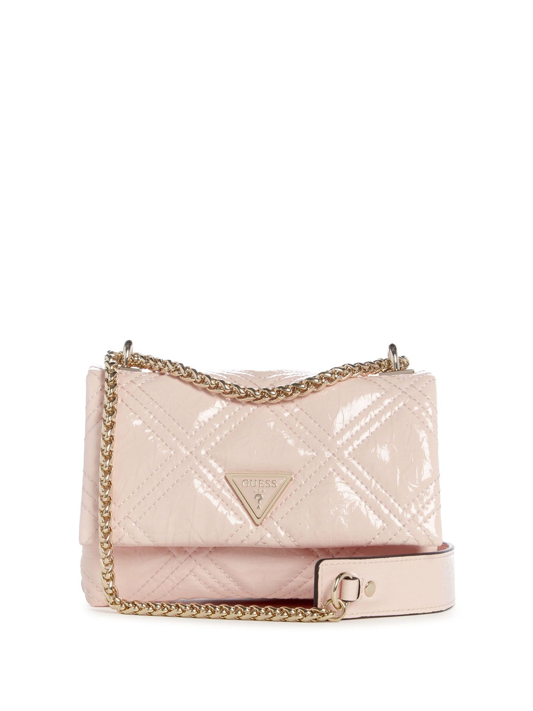 

GUESS Textured PU Structured Handheld Bag with Quilted, Pink