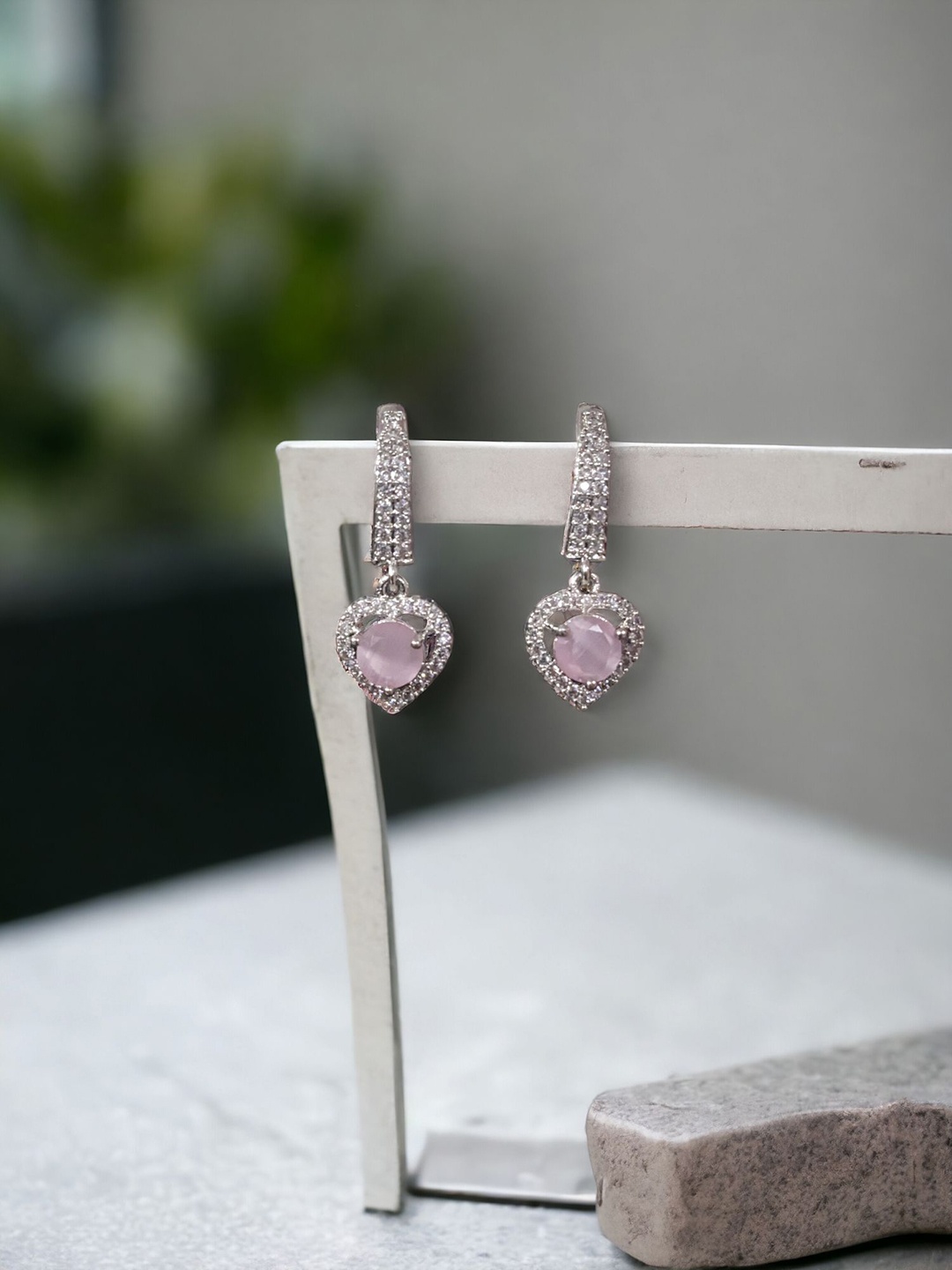 

AanyaCentric Silver Plated Contemporary American Diamond Drop Earrings