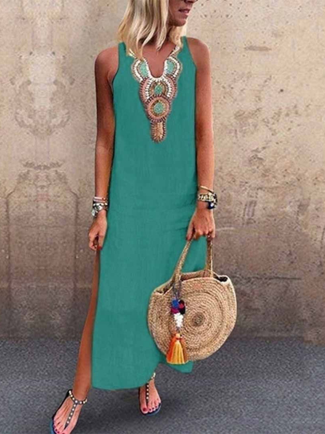 

StyleCast Printed Georgette Maxi Dress, Sea green