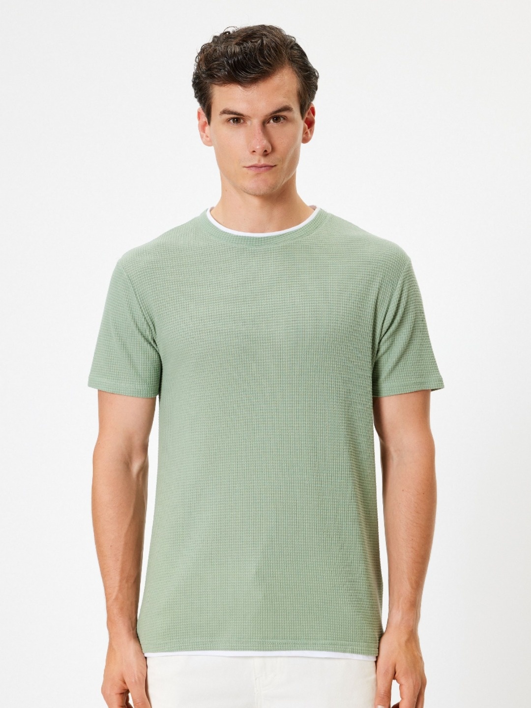 

Koton Men Raw Edge Slim Fit T-shirt, Green