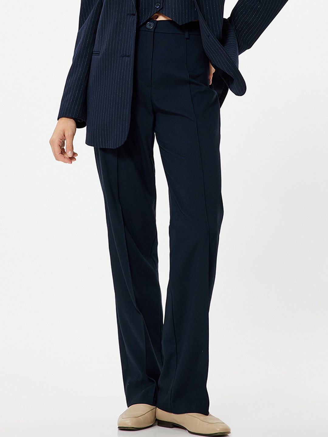 

Koton Women Straight Fit Formal Trousers, Navy blue