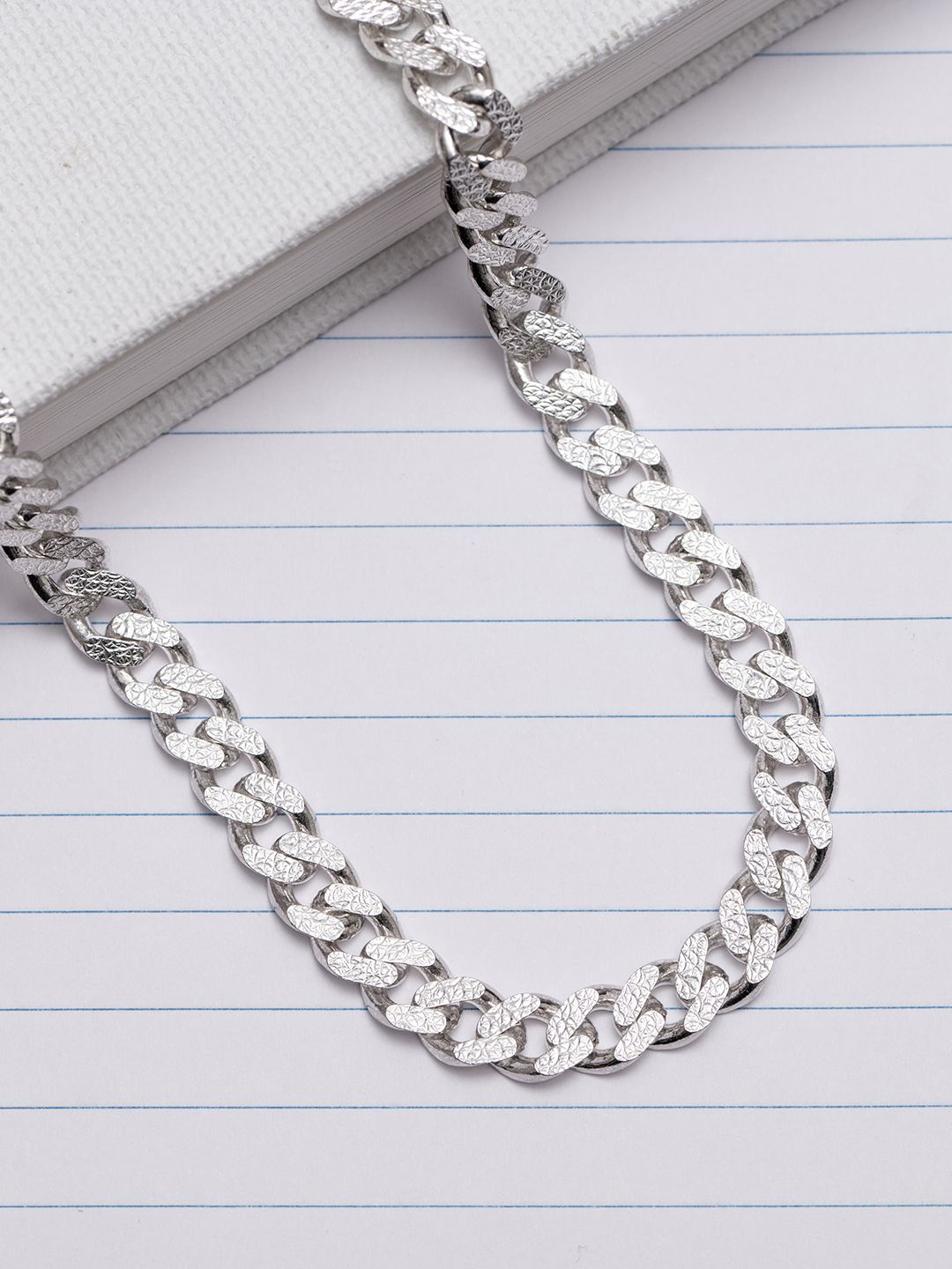 

Zavya Men 925 Sterling Silver Rhodium-Plated Curb Chain