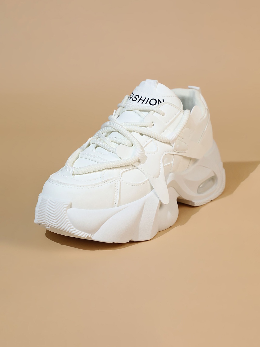 

LULU & SKY Women Woven Design Lace-Ups PU Sneakers, White