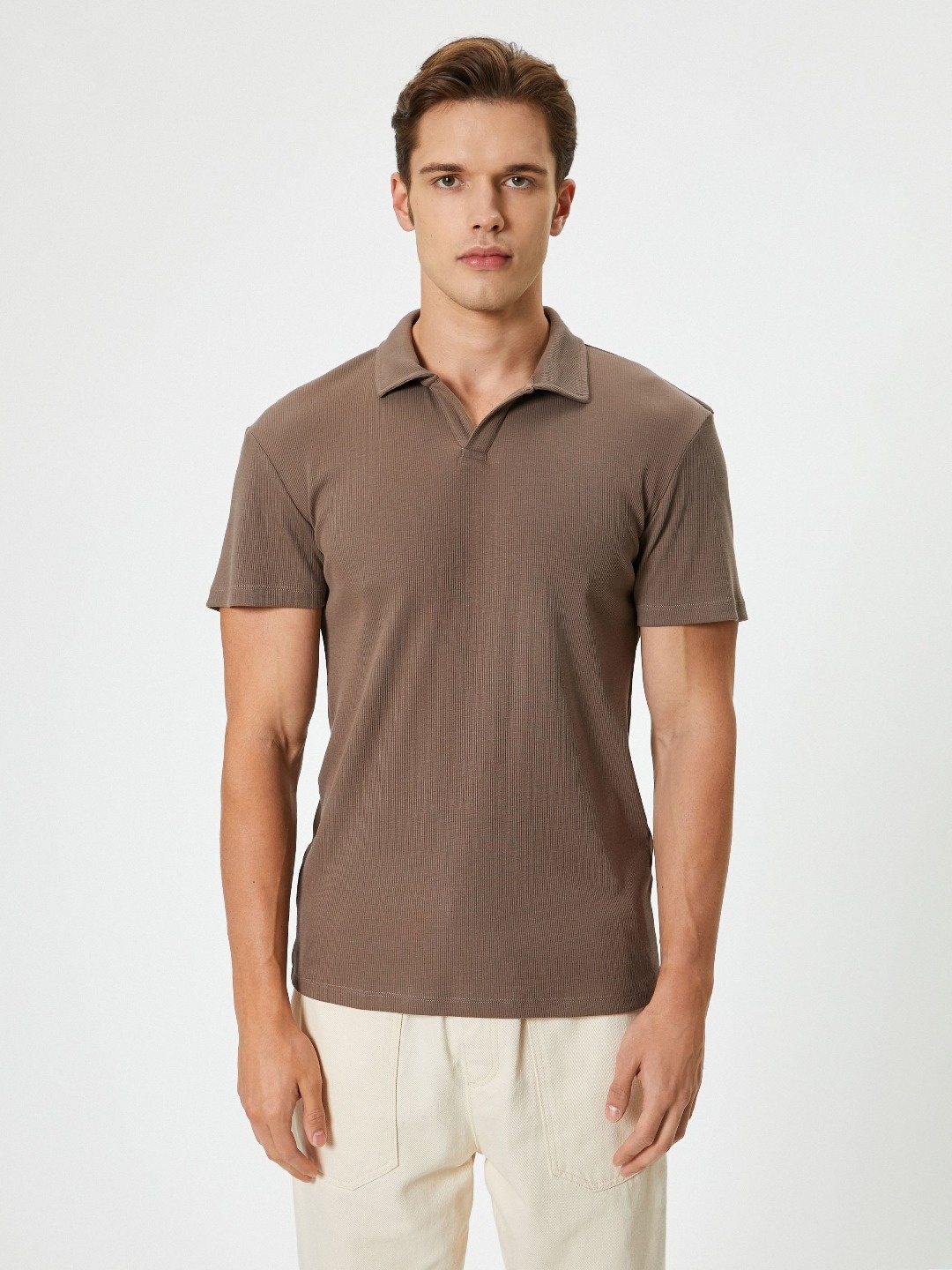 

Koton Men Polo Collar Slim Fit T-shirt, Beige