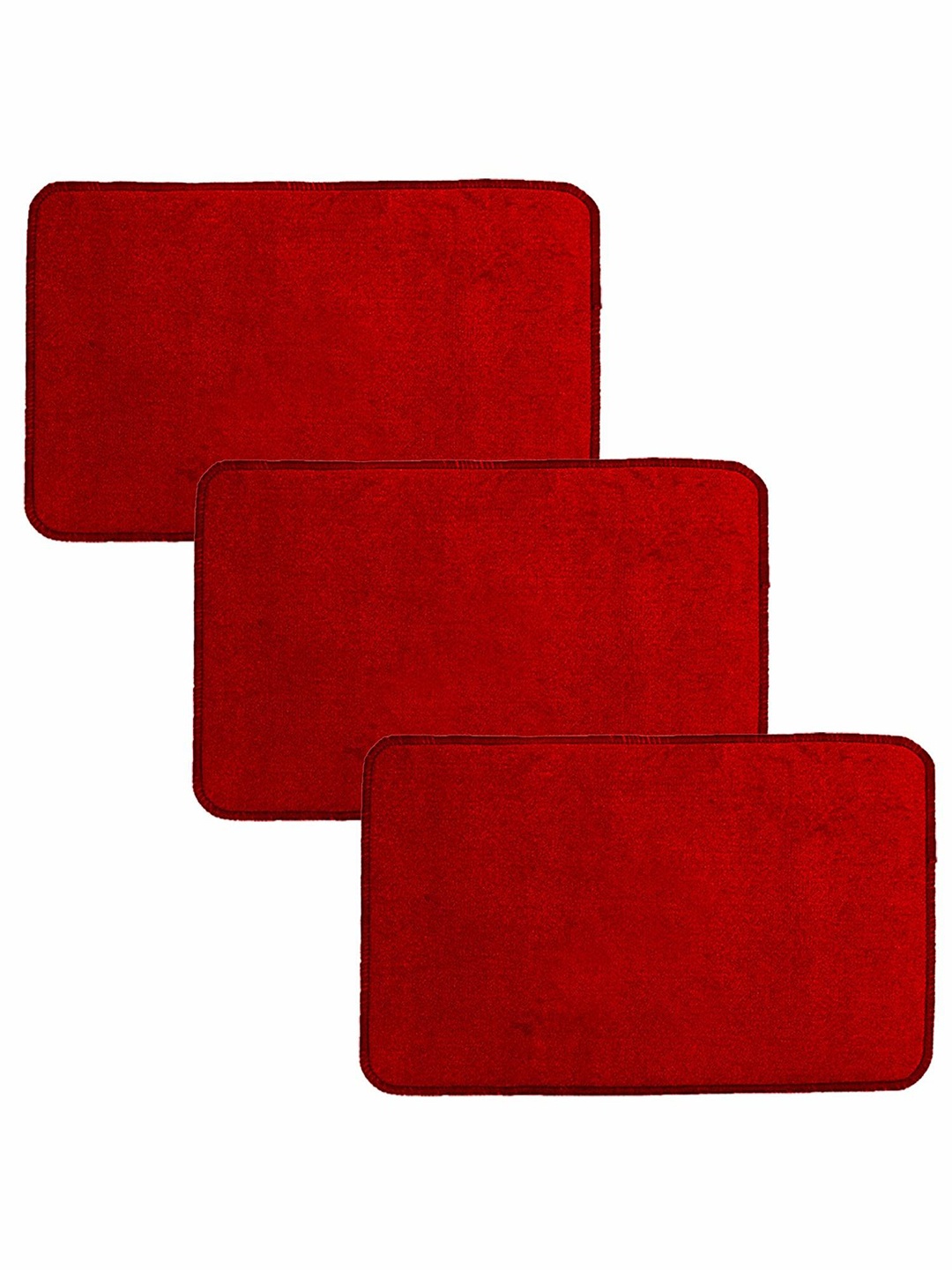 

Kuber Industries Red 3 Pieces Microfiber Anti-Slip Doormats