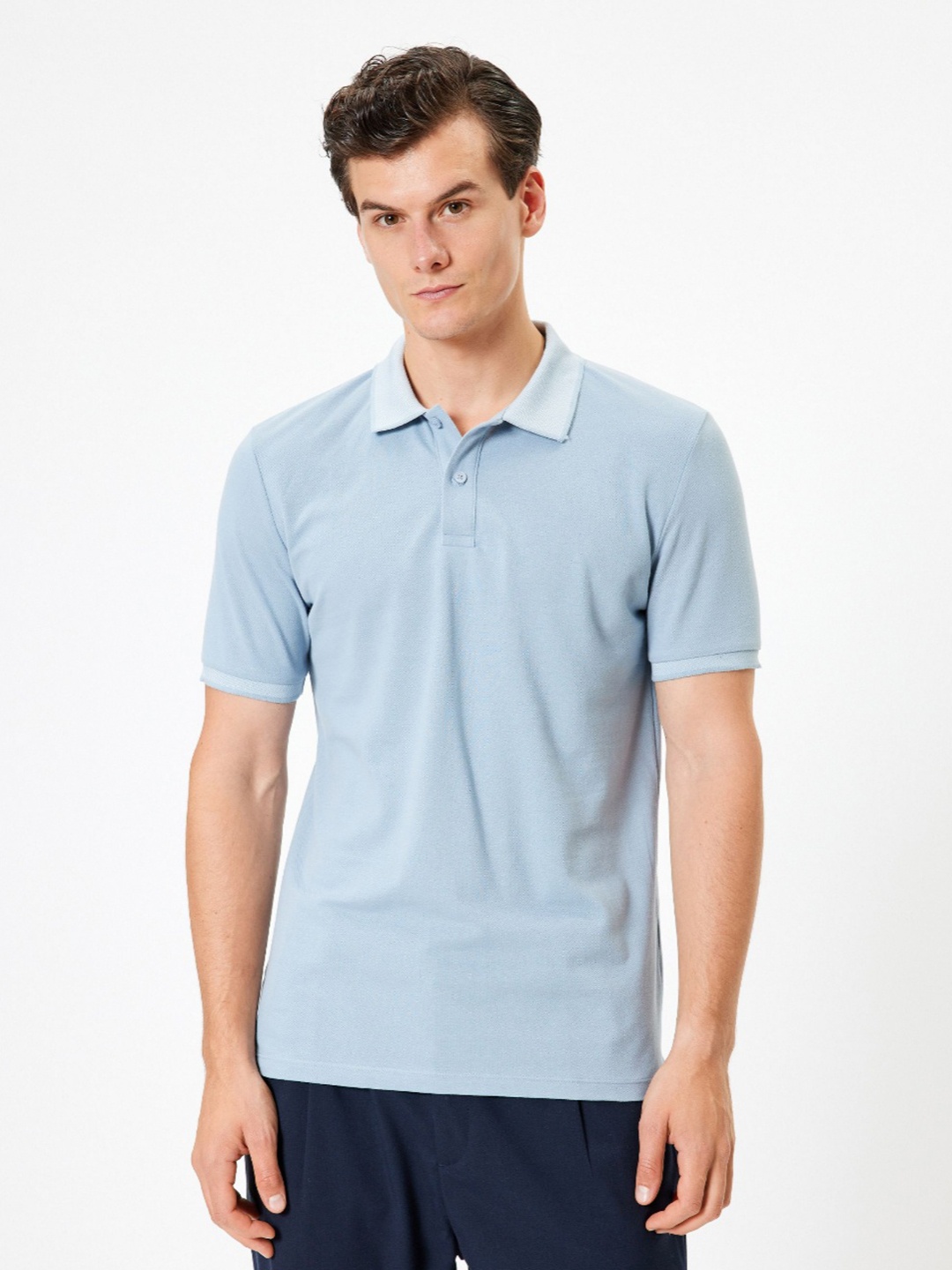 

Koton Men Polo Collar Applique Slim Fit T-shirt, Blue