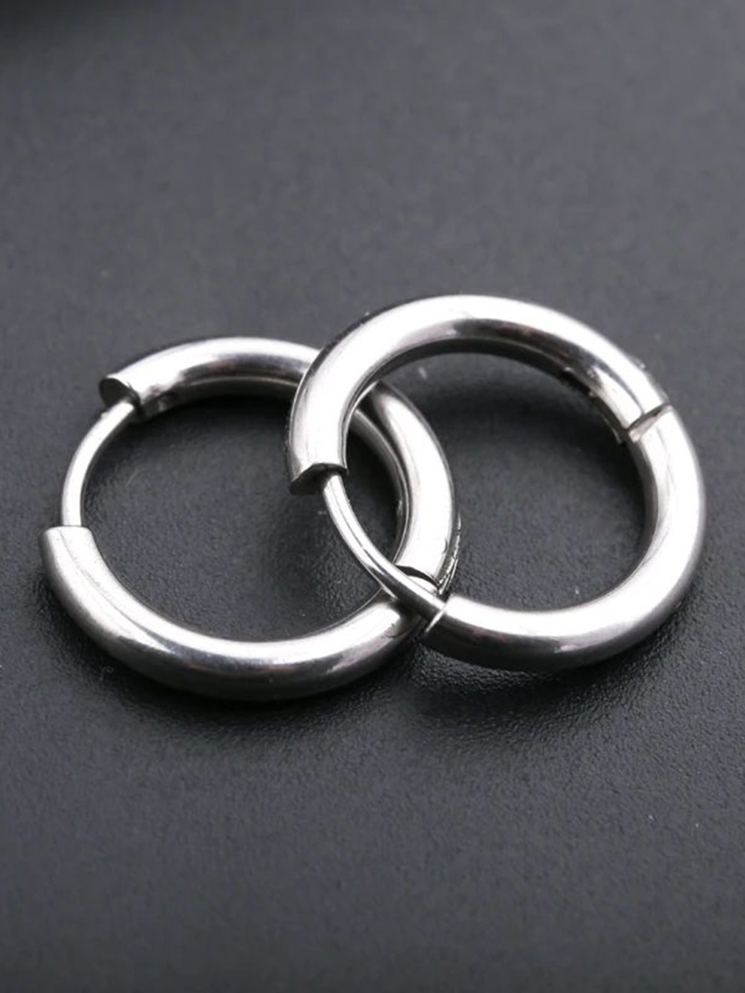 

KRENOZ Men Stainless Steel Classic Hoop Earrings, Silver