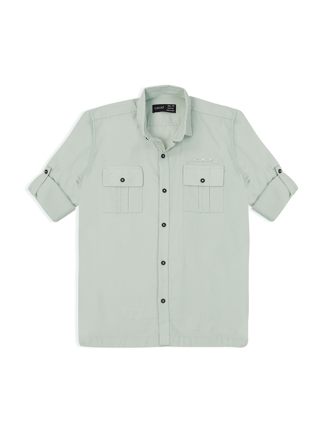 

CAVIO Boys Comfort Spread Collar Solid Cotton Casual Shirt, Grey