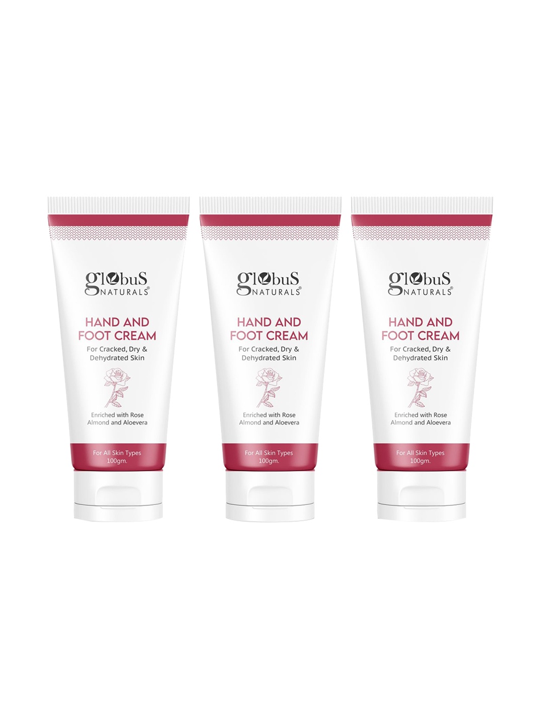 

Globus naturals Set Of 3 Hand & Foot Cream For Cracked Dry & Dehydrated Skin - 100g Each, White