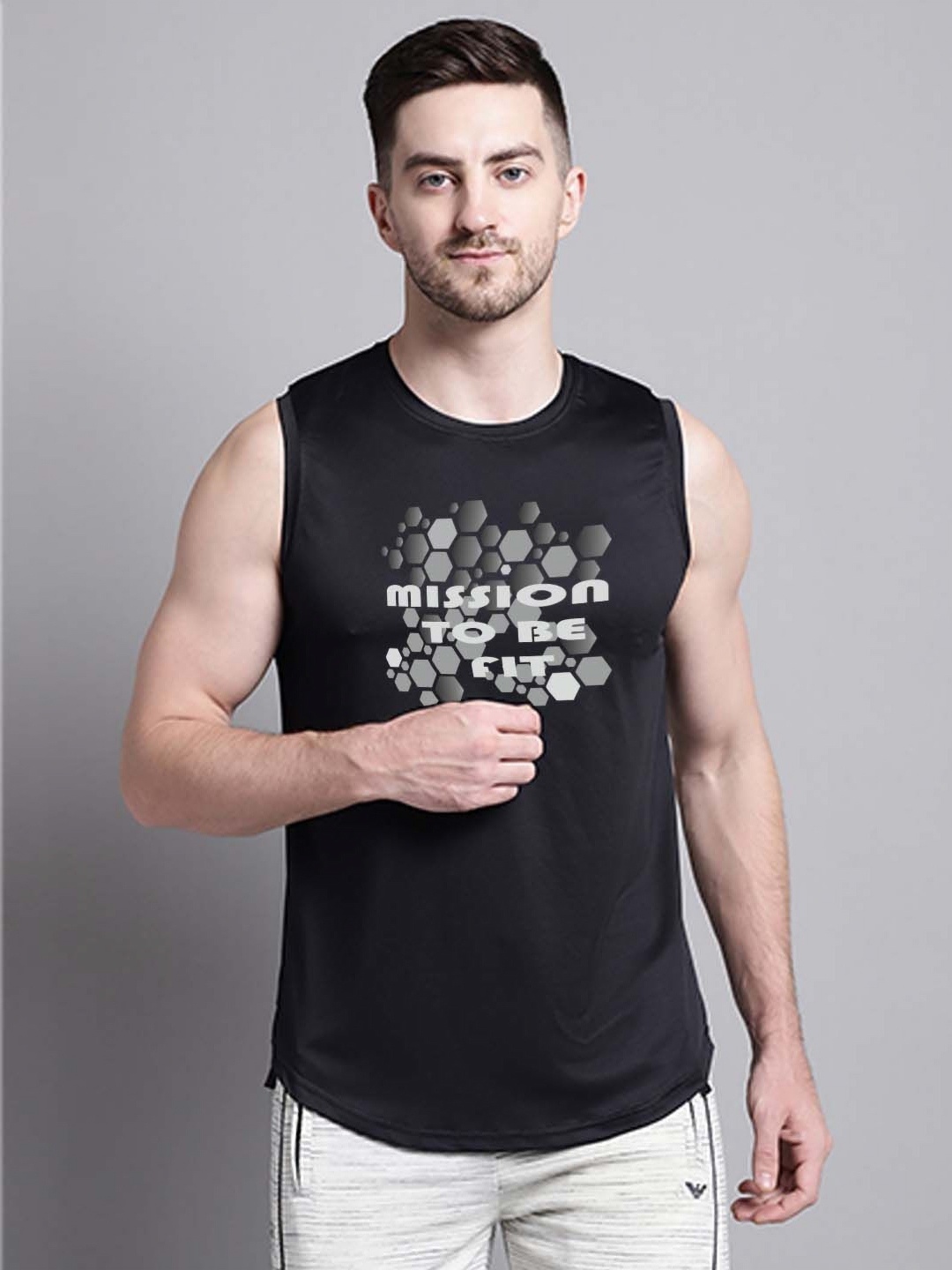 

Friskers Men Printed V-Neck Cut Outs T-shirt, Black