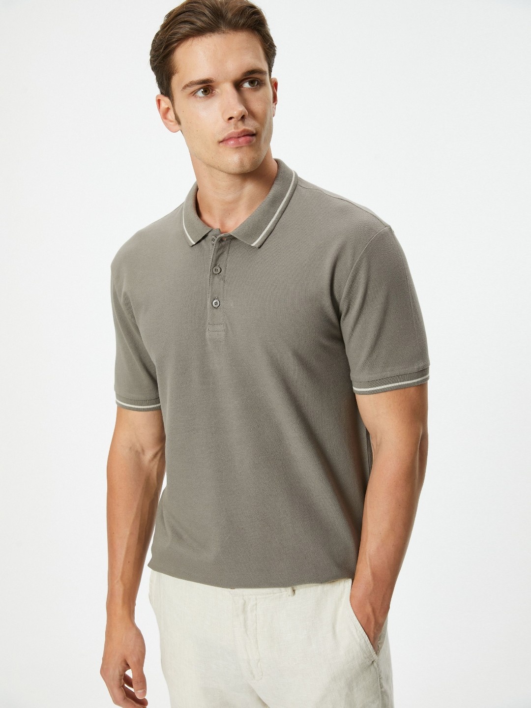 

Koton Men Polo Collar Slim Fit T-shirt, Brown