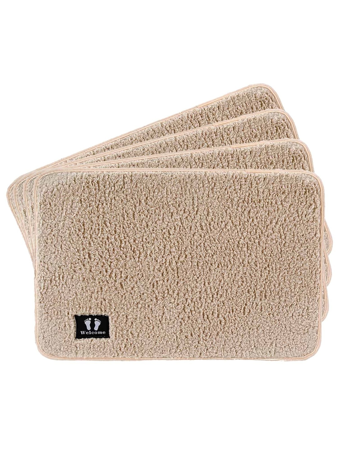 

Kuber Industries Khaki 4 Pieces Textured 240 GSM Bath Rugs