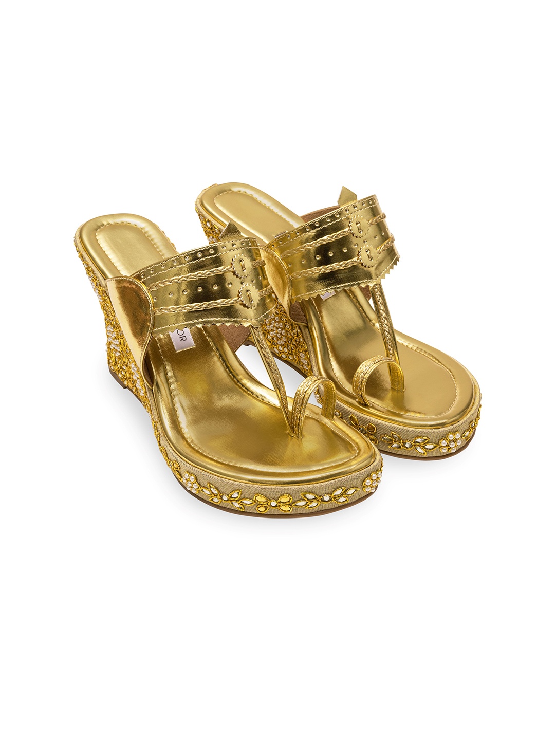 

Aprajita Toor Women Ethnic Wedge Sandals, Gold