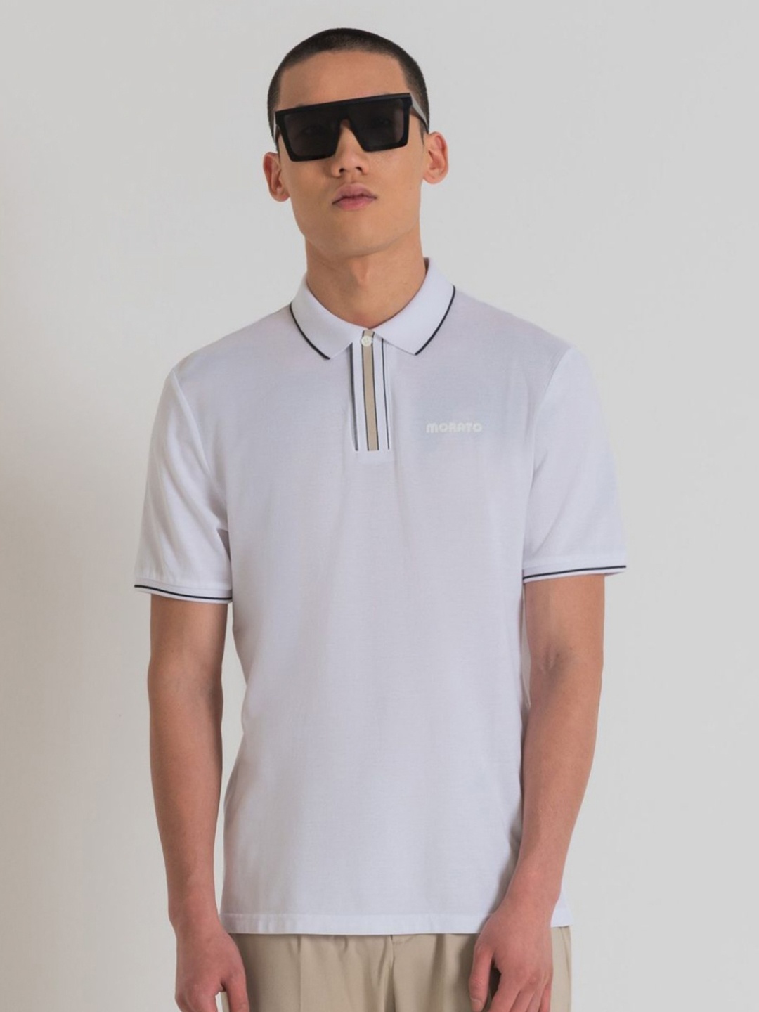 

Antony Morato Men Polo Collar T-shirt, White