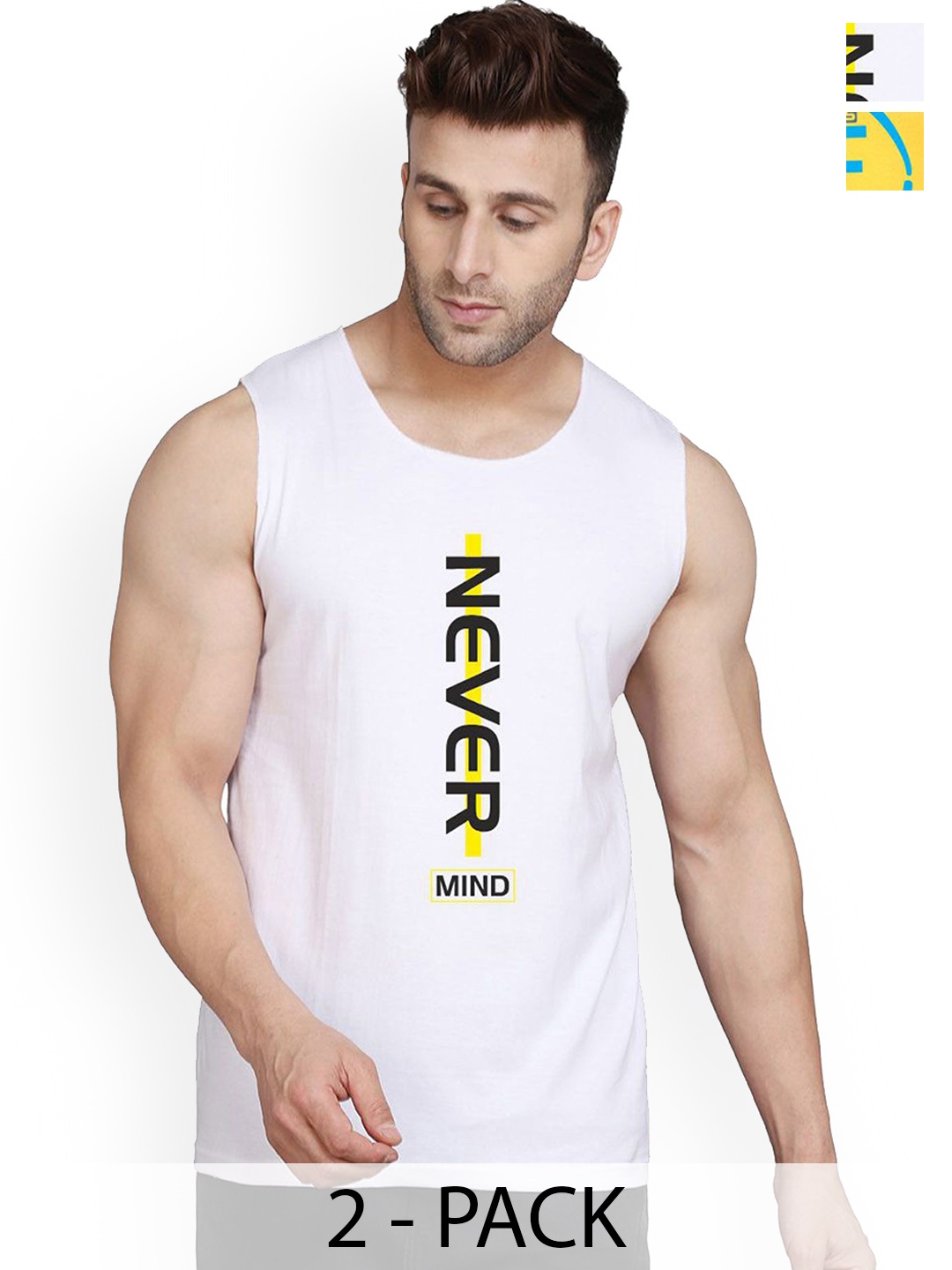 

SLOWLORIS Pack Of 2 Printed Gym Vests, Yellow