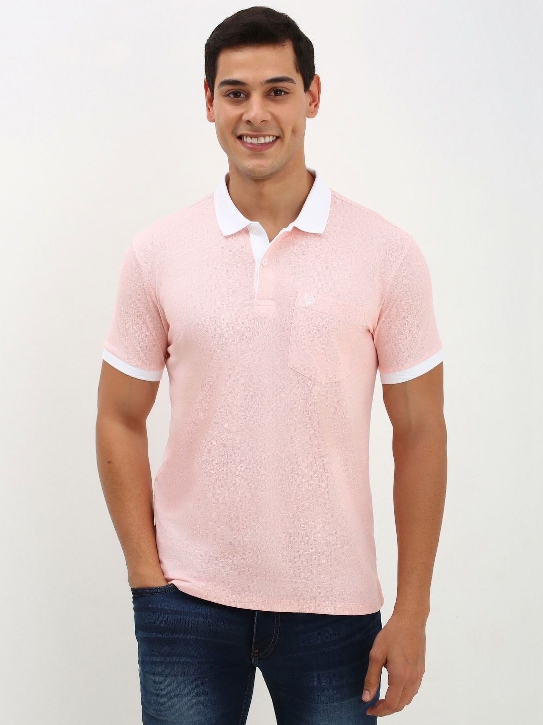 

Allen Solly Men Solid Polo Collar Cotton T-shirt, Pink