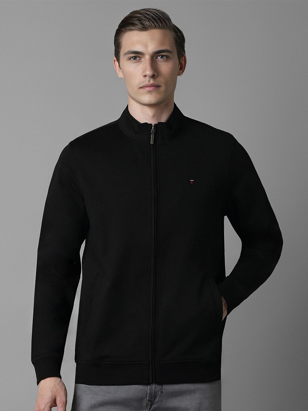 

Louis Philippe Jeans Men Solid Pure Cotton Sweatshirt, Black