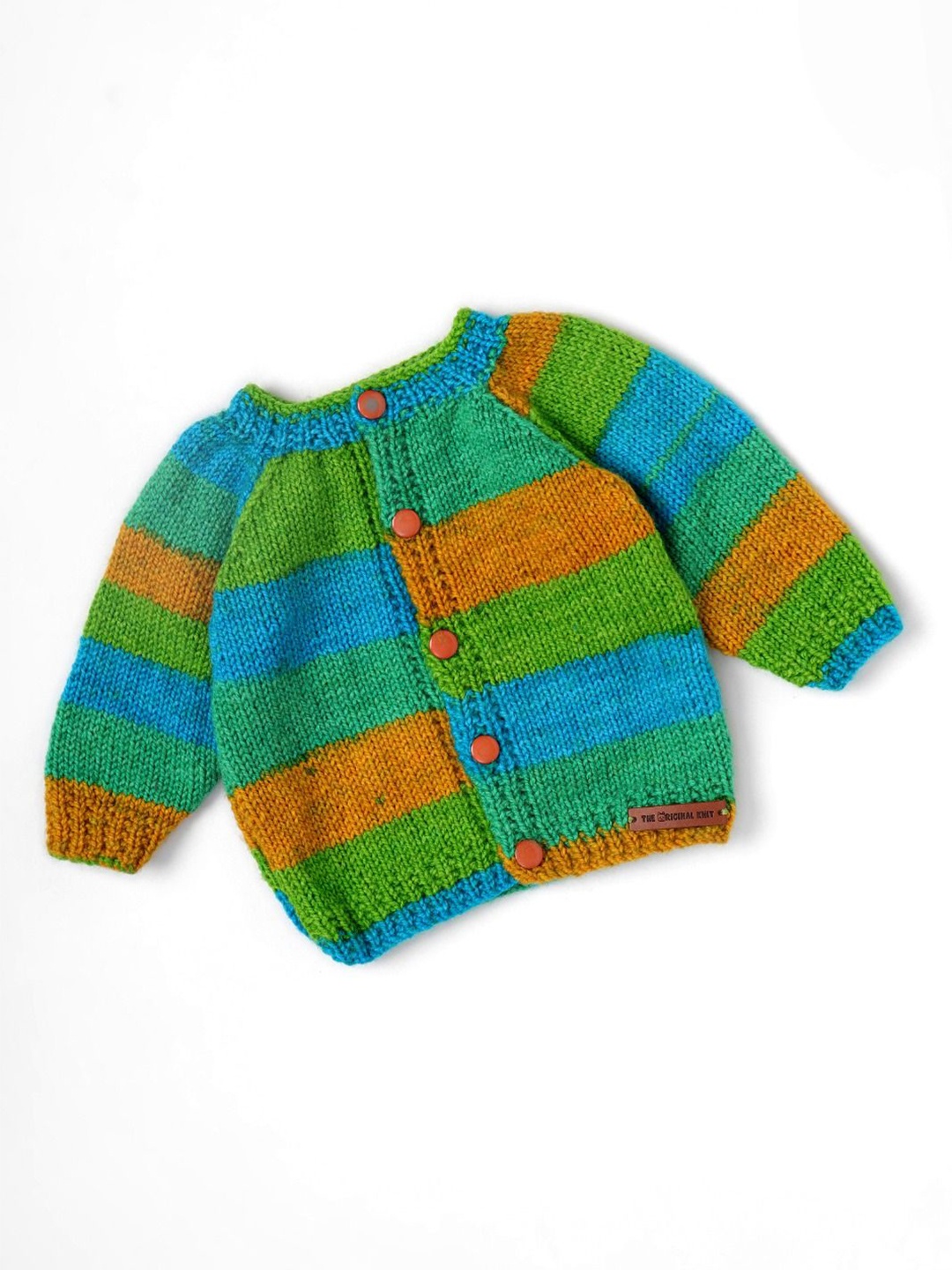 

The Original Knit Unisex Kids Striped Cardigan, Green