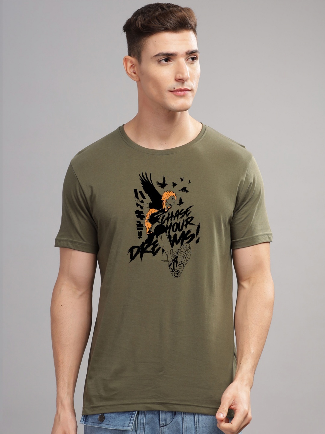 

ADRO Men Typography Printed T-shirt, Olive