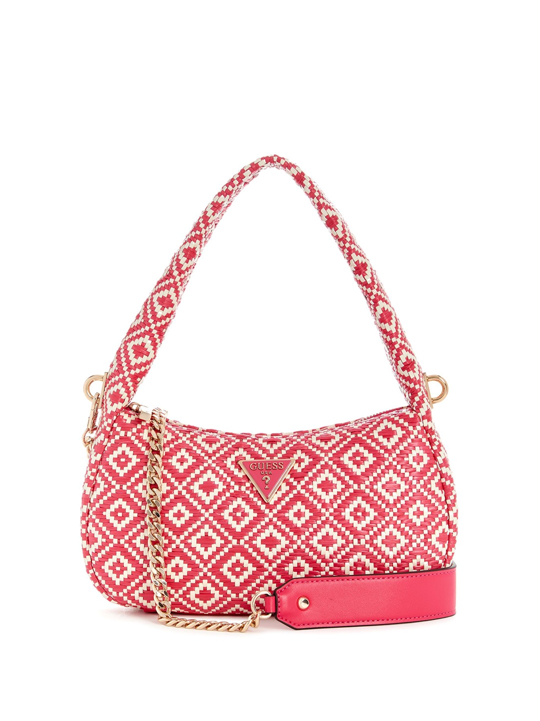 

GUESS Oversized Half Moon Sling Bag with Quilted, Pink