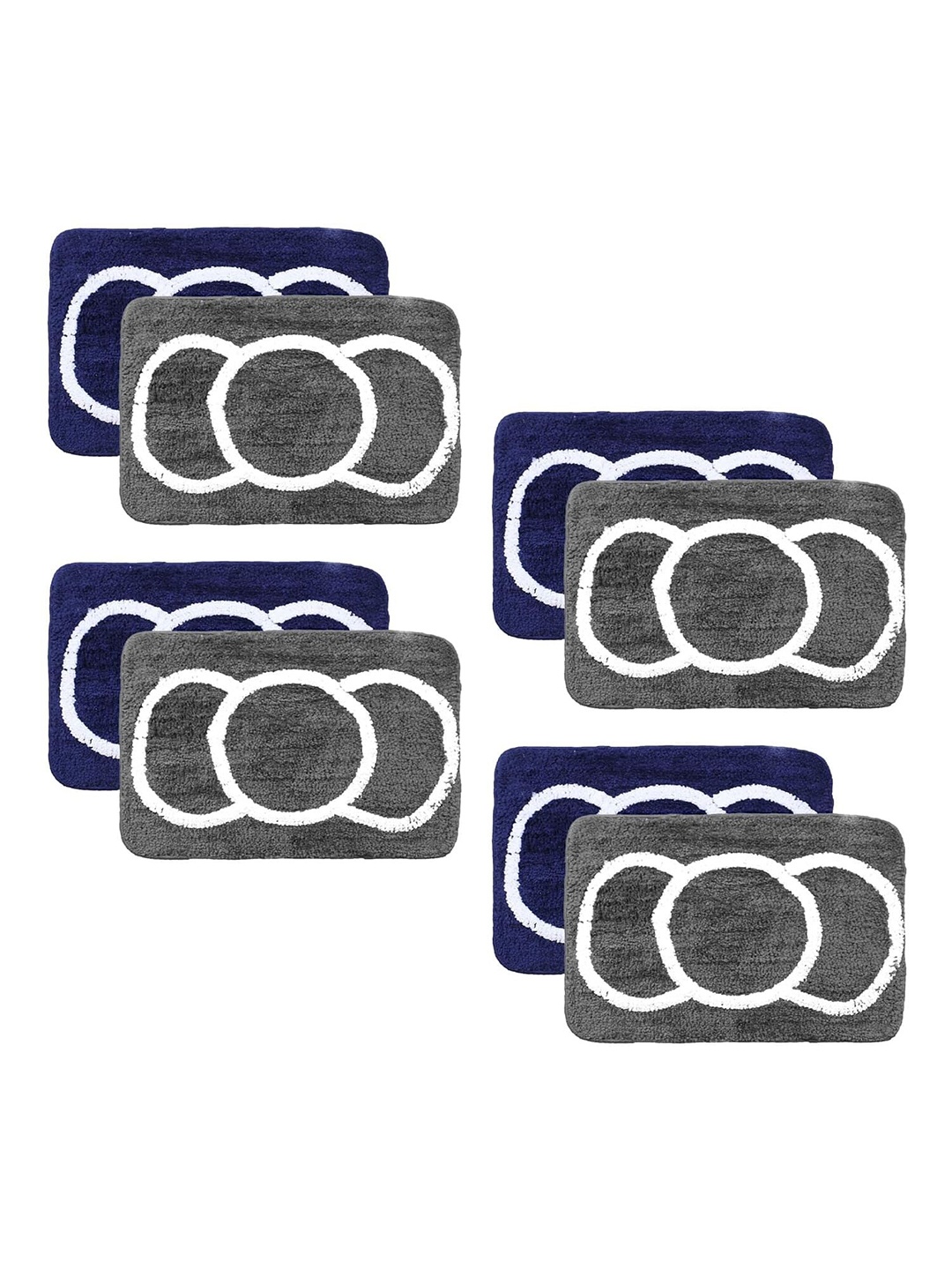 

Kuber Industries Blue & Grey 8 Pieces Microfiber Super Soft Anti-Skid Doormats
