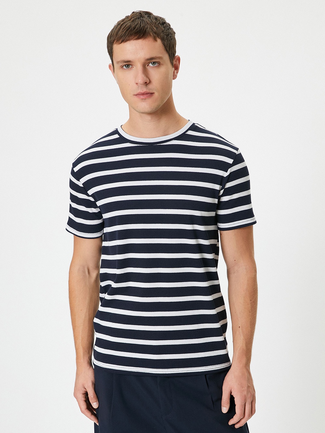 

Koton Men Striped Pockets Slim Fit T-shirt, Blue