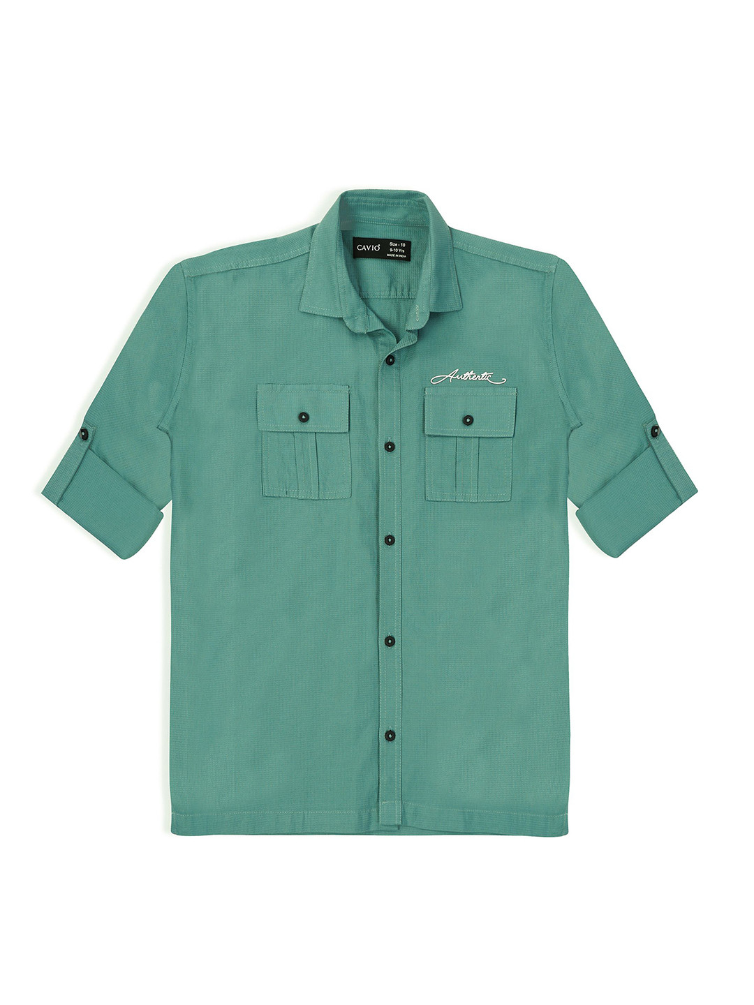 

CAVIO Boys Comfort Spread Collar Solid Cotton Casual Shirt, Green