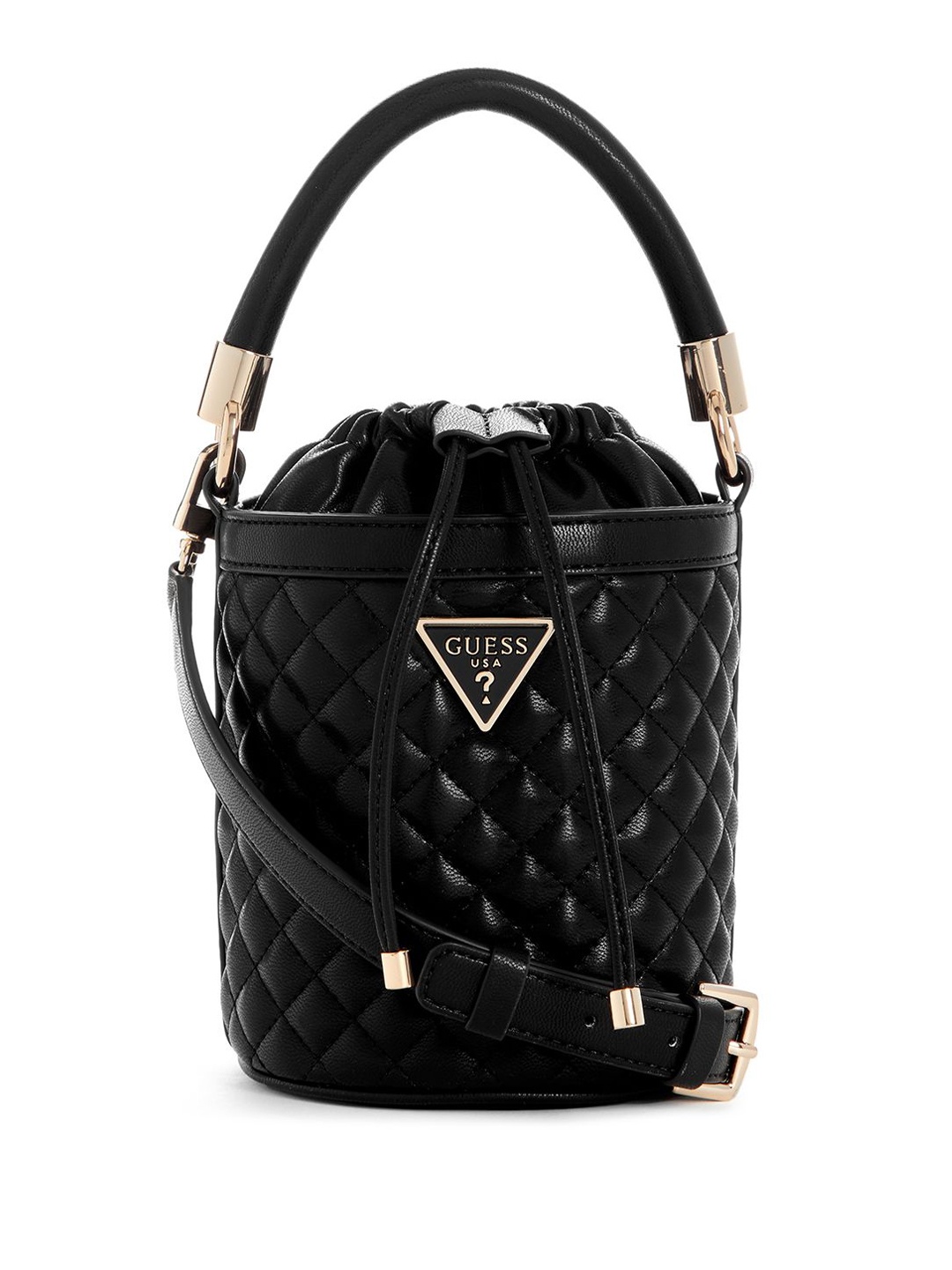 

GUESS Geometric PU Shopper Handheld Bag with Quilted, Black