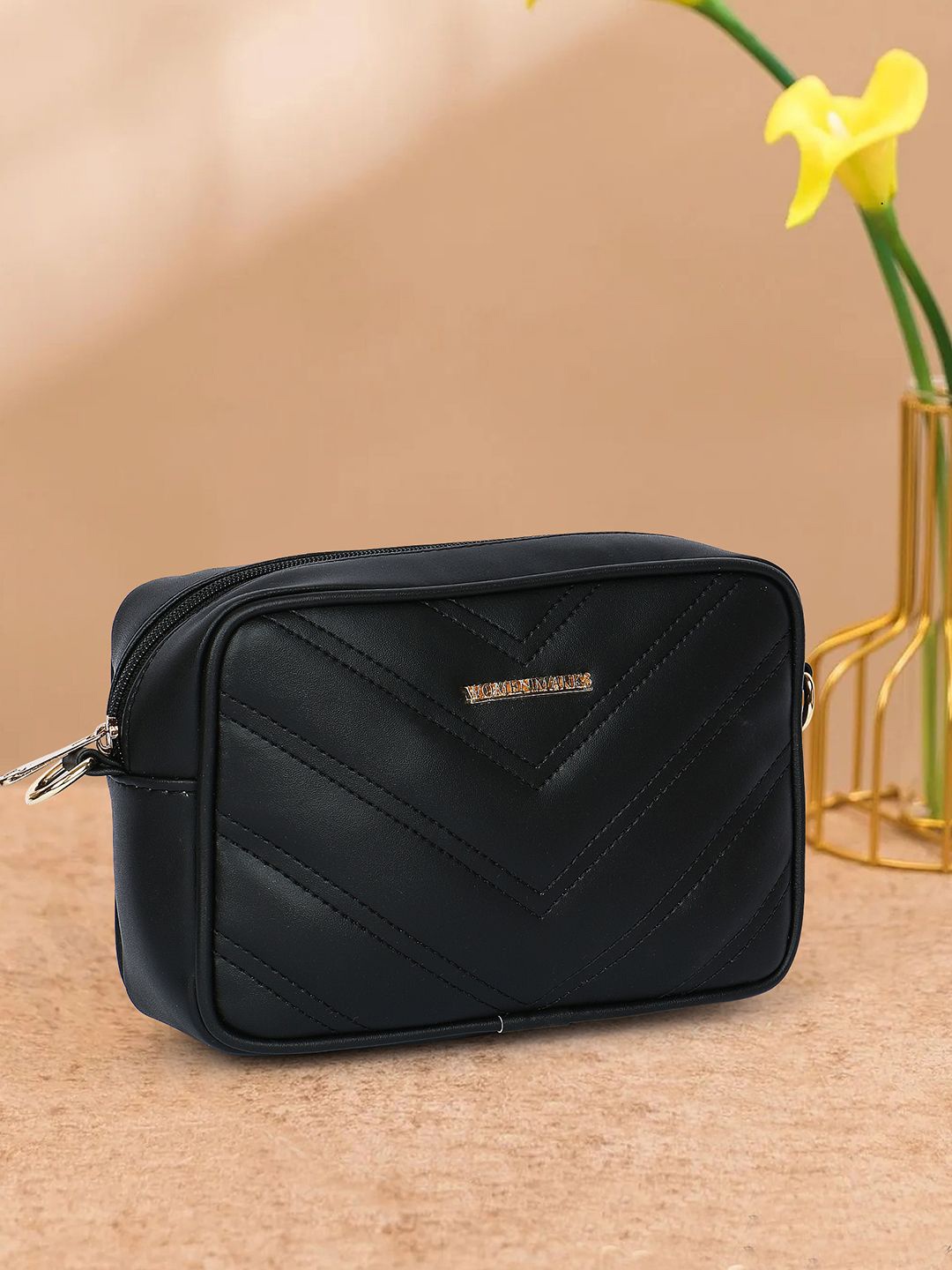 

WOMEN MARKS PU Shopper Sling Bag with Quilted, Black